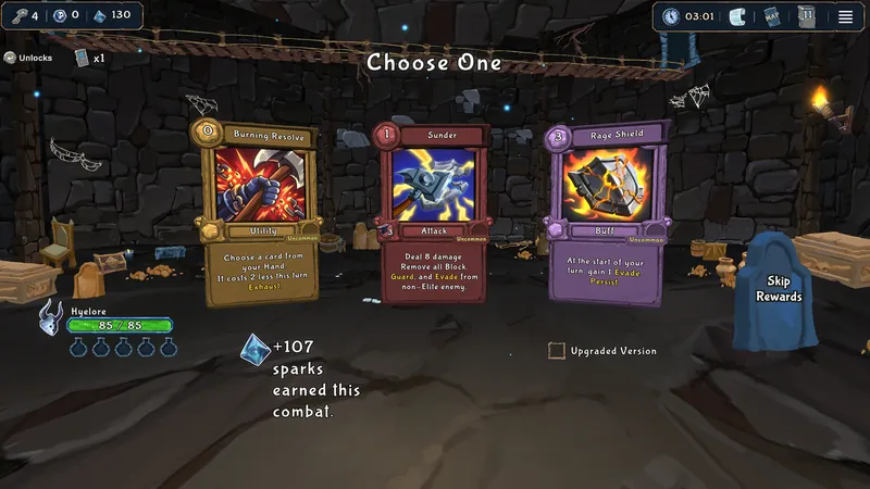 Choosing a card reward after battle